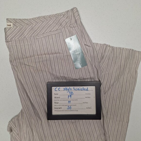 Coldwater Creek Gray Stripe Pants Linen Blend Womens 18 Plus Size‎ - Picture 2 of 8